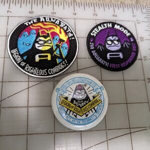 The Aquabats patch and button set
